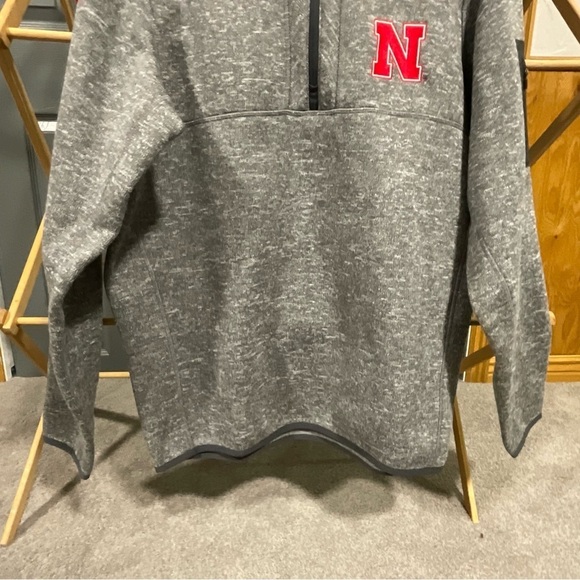 NEBRASKA CORNHUSKERS GRAY Sweater Fleece PULLOVER 1/2 ZIP sz large - Picture 7 of 12